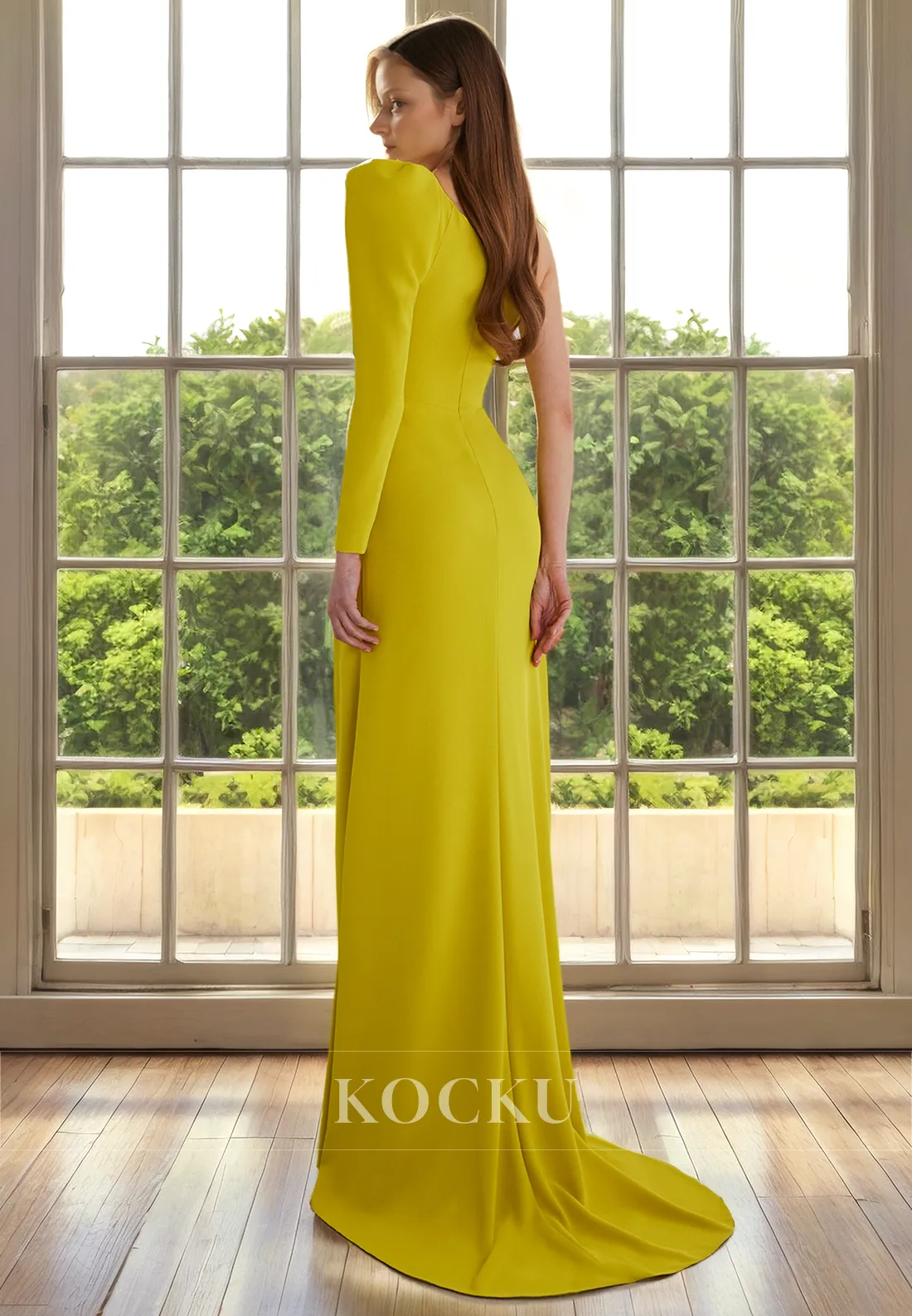 Couture & Ornate One Shoulder Long sleeves A-Line Cocktail Mother of the Bride Dress