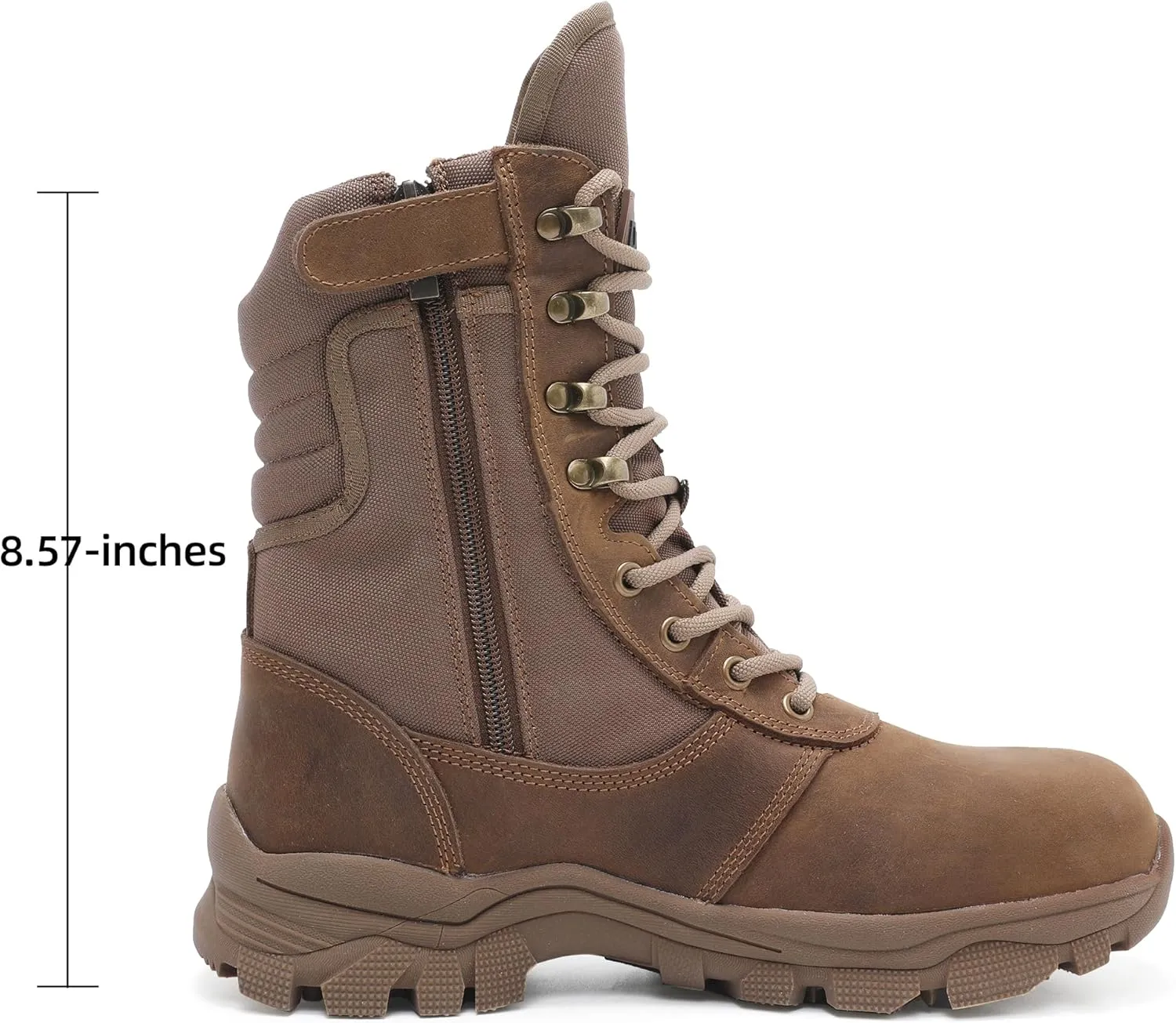 Steel Toe Boots for Men Side Zipper Puncture Proof Comfortable Indestructible 8 inch Military Work Shoes, ASTM F2413-24