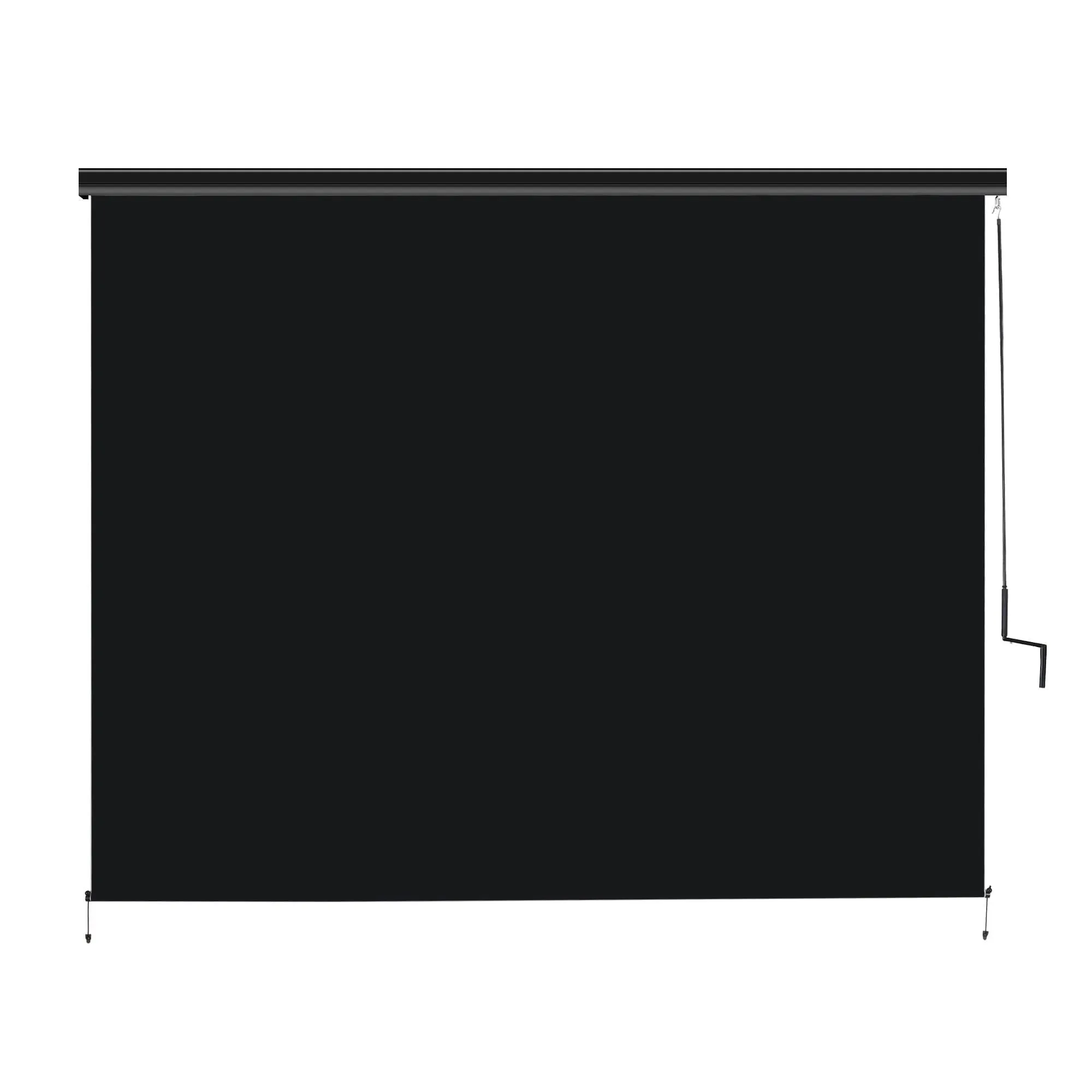 Superjoe 6x8 ft Crank Outdoor Operated Roller Shade Patio Cordless Blinds 95% Block, Black