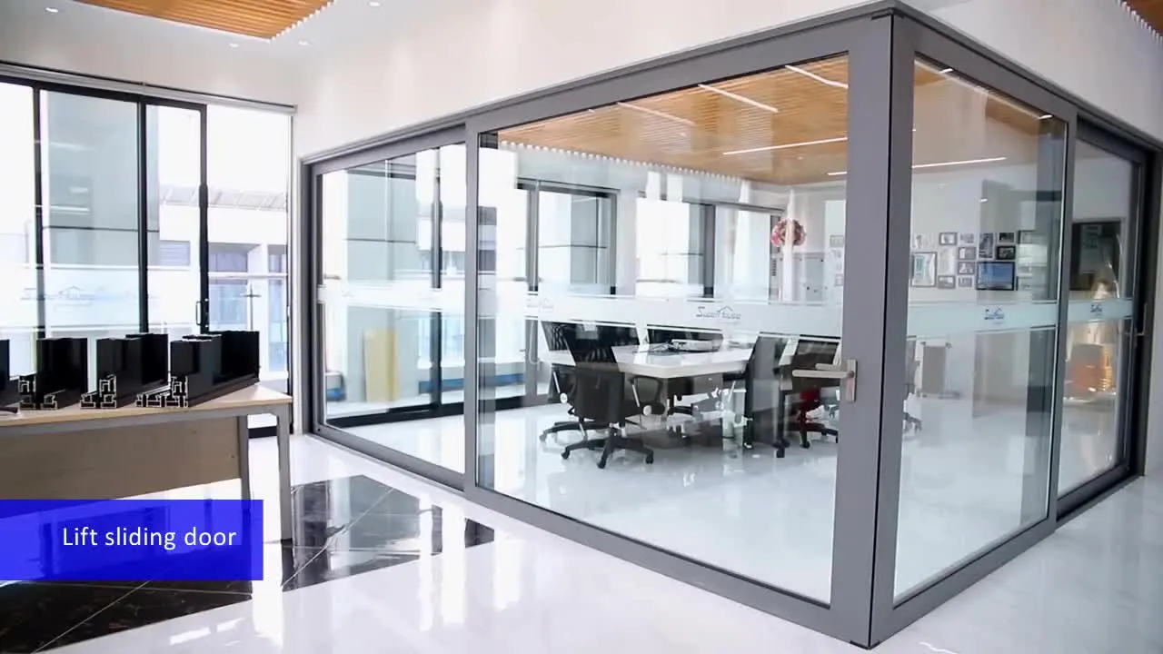 Superwu 2019 new fiberglass mosquito net aluminum main sliding door design with awning window