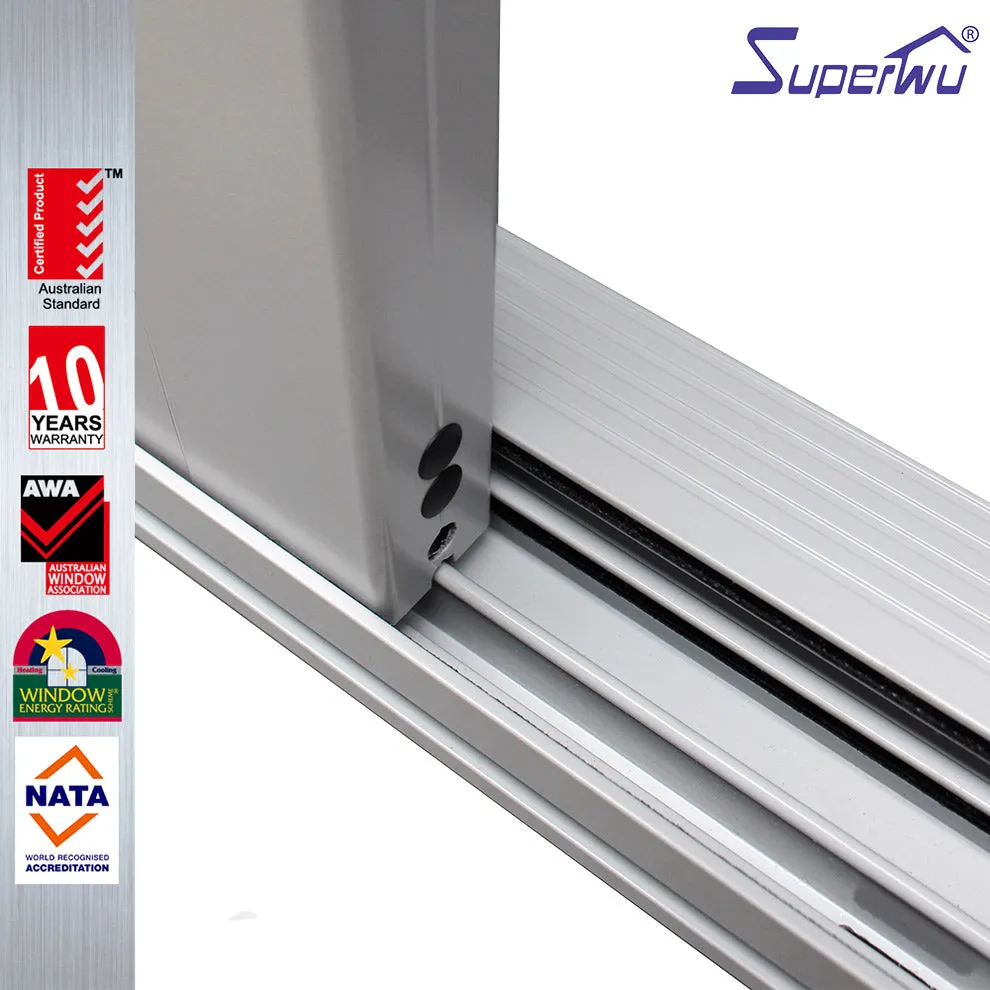 Superwu 2019 new fiberglass mosquito net aluminum main sliding door design with awning window