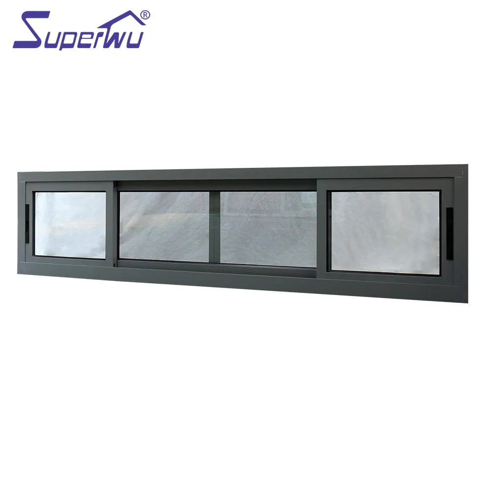 Superwu Aluminum Black Thermal Break Sliding Windows New Design American Style Vertical Sliding Windows