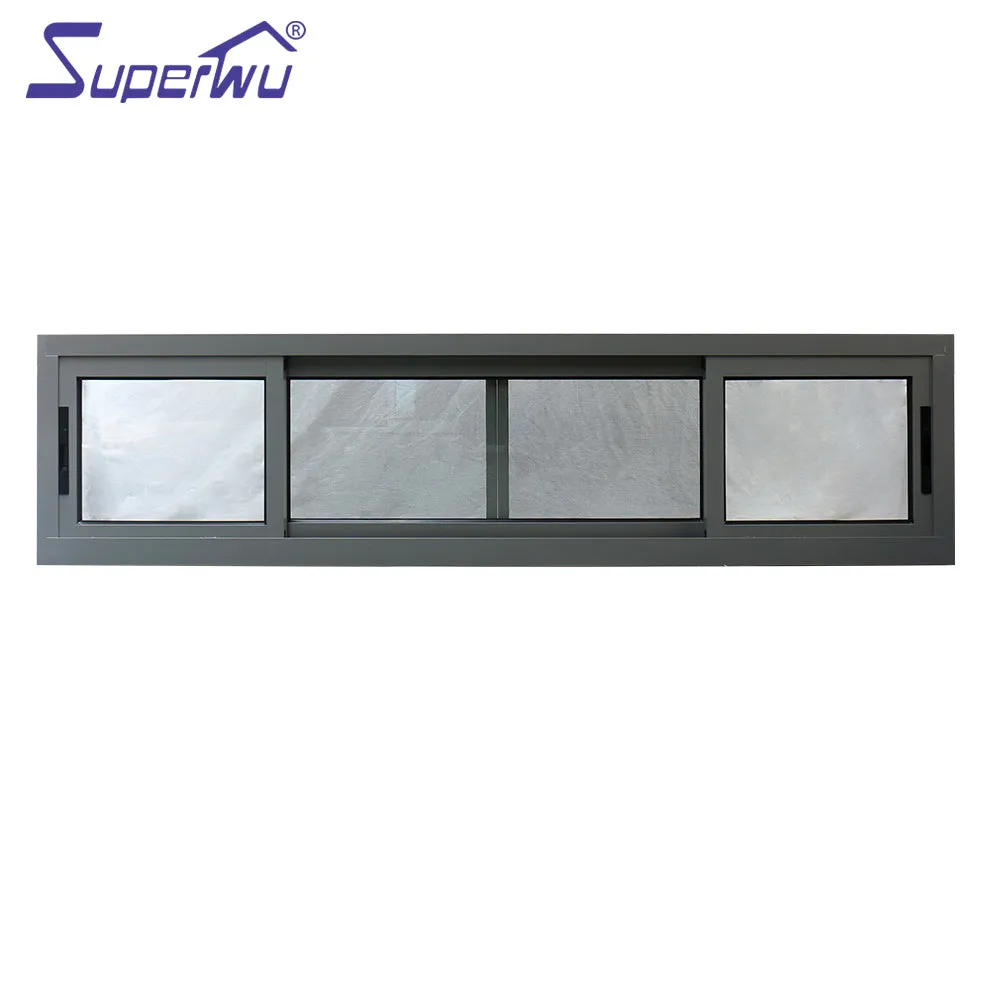 Superwu Aluminum Black Thermal Break Sliding Windows New Design American Style Vertical Sliding Windows