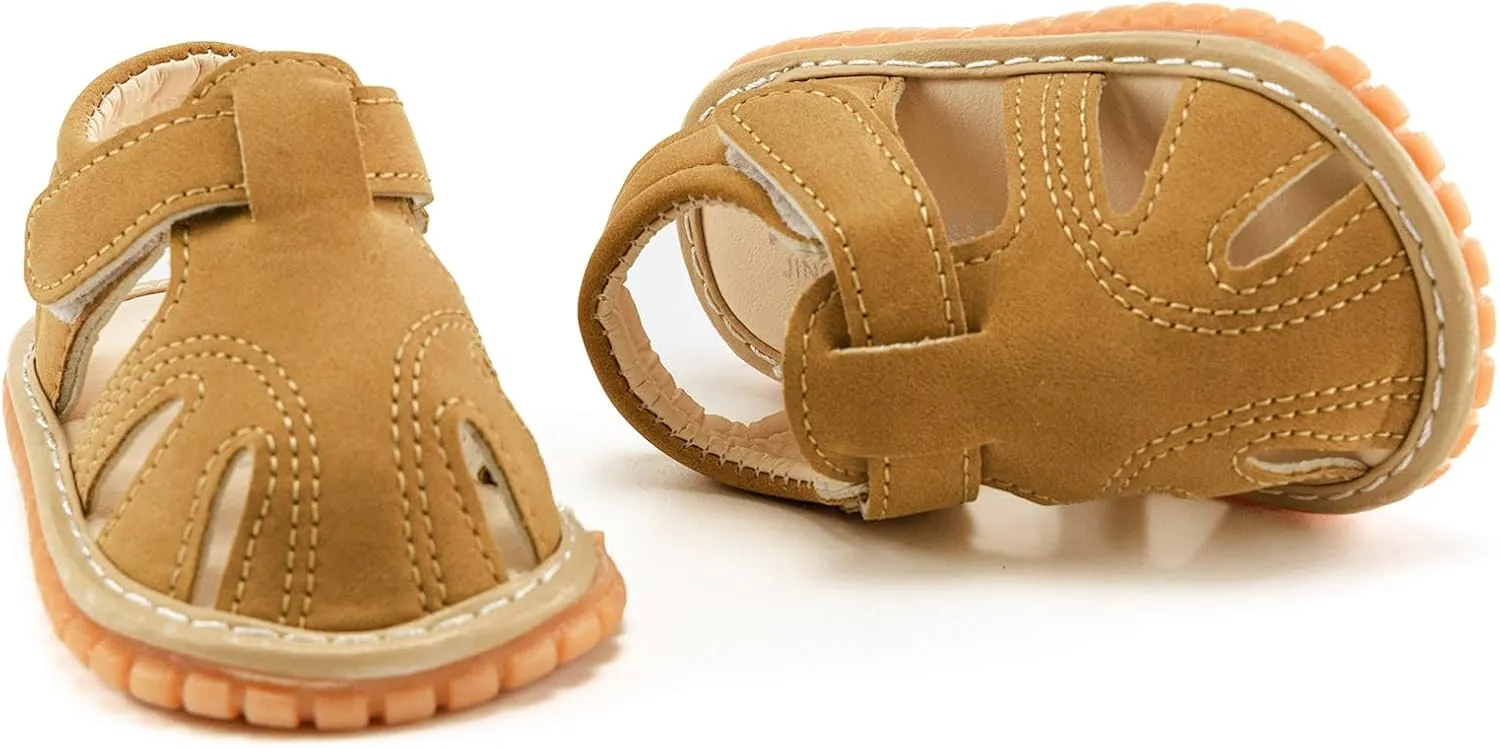 WILLFUN Baby Boy Girl Summer Infant Squeaky Sandals Premium Rubber Sole Closed-Toe Non-Slip Shoes Toddler First Walkers