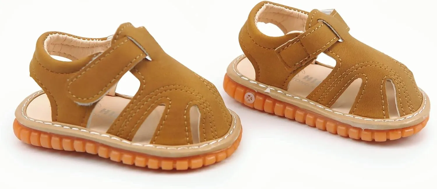 WILLFUN Baby Boy Girl Summer Infant Squeaky Sandals Premium Rubber Sole Closed-Toe Non-Slip Shoes Toddler First Walkers