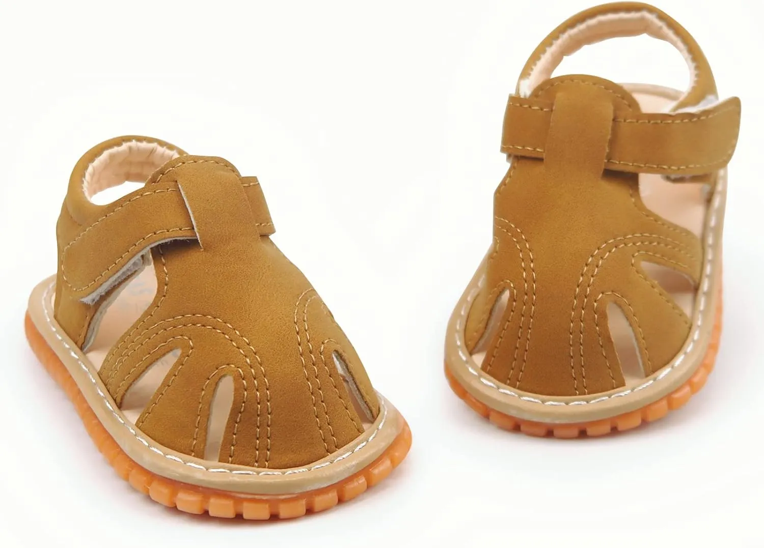WILLFUN Baby Boy Girl Summer Infant Squeaky Sandals Premium Rubber Sole Closed-Toe Non-Slip Shoes Toddler First Walkers
