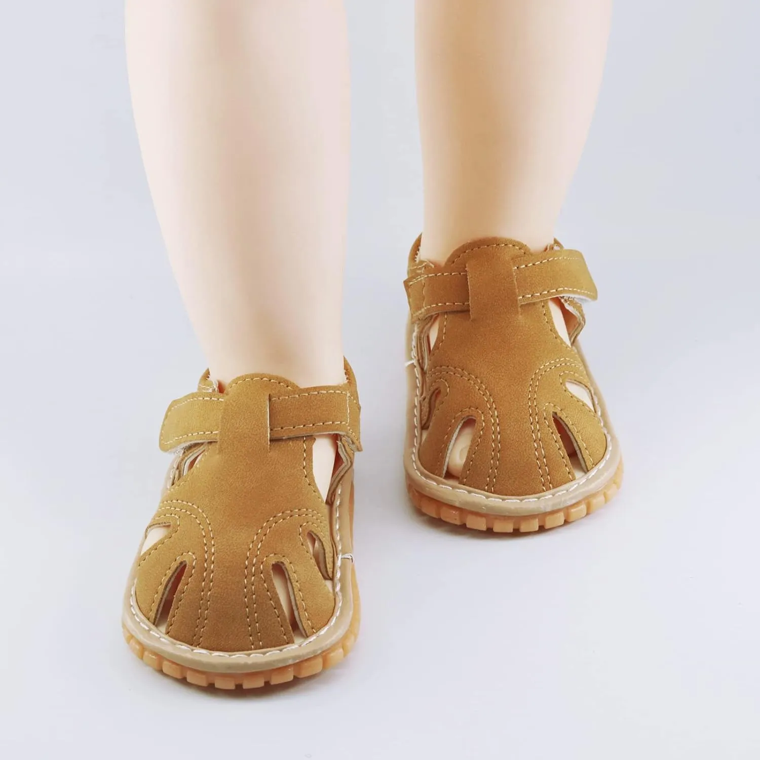 WILLFUN Baby Boy Girl Summer Infant Squeaky Sandals Premium Rubber Sole Closed-Toe Non-Slip Shoes Toddler First Walkers
